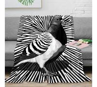 NTBSDVKDO 3D Imprimé Pigeon Art Jeté de Lit Microfibre Chaud Noir White Graphic Couverture Lavable en Machine Cadeau pour Amis Collègues 50x60inch(127x152cm)