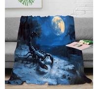 NTBSDVKDO 3D Imprimé Scorpion scène Couverture Microfibre Infroissable Fantastique Moonlit Plaid Doux Chaud pour Jeunes Gammers Salariés Locataires 40x50inch(100x130cm)