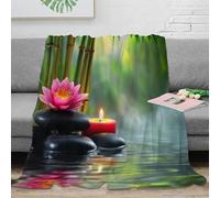 NTBSDVKDO 3D Imprimé Spa Zen Jardin Couverture de Lit Microfibre Chaude Calm Meditation Jeté de Canapé Cadeau Anniversaire pour Couples 70×80inch(180x200cm)
