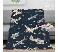 NTBSDVKDO 3D Imprimé Vintage Planes Couverture Moelleuse Microfibre Retro Aviation Design Jeté de Canapé Légère pour Étudiants Locataires Jeunes Adultes 40x50inch(100x130cm)