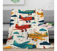 NTBSDVKDO 3D Imprimé Vintage Planes Flying Couverture Moelleuse Microfibre Literie Retro Aviation Art Couverture Cadeau Mariage pour Nouveaux Couples 40x50inch(100x130cm)