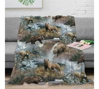 NTBSDVKDO 3D Imprimé Wilderness scène Couverture Polaire Microfibre Literie Wildlife Nature Couverture de Lit Respirante pour Étudiants Gammers Jeunes 70×80inch(180x200cm)