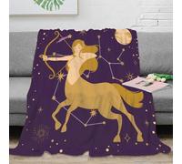 NTBSDVKDO 3D Imprimé Zodiac Archer Plaid Microfibre Anti-Bouloche Mythique Art Couverture de Lit Cadeau Noël pour Collègues 80×90inch(200x230cm)
