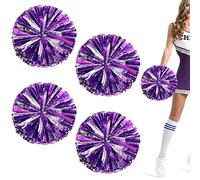 NTCL 4 Pcs Cheer Leader Poms Pom Girl Sportive Acclamation l'Équipe Vive Le Bal Accessoires Cheerleading Sports Jeux Equipe Pompons Pom-Pom Enfants Boules d'Encouragement l'Esprit (violet+argent)