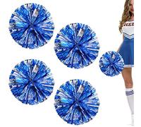 NTCL 4 Pcs Cheer Leader Poms Pom Girl Sportive Acclamation l'Équipe Vive Le Bal Accessoires Cheerleading Sports Jeux Equipe Pompons Pom-Pom Enfants Boules d'Encouragement l'Esprit (bleu+argent)