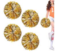 NTCL Niuhong 4 Pcs Cheer Leader Poms Pom Girl Sportive Acclamation l'Équipe Vive Le Bal Cheerleading Sports Jeux Equipe Pompons Pom-Pom Girl Enfants Jeux Boules d'Encouragement l'esprit(Or+Argent)