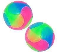 Ntcpefy Allumer Les Boules de Chien Clignotant Boule éLastique Lueur dans L'Obscurité Interactifs pour Animaux de Compagnie pour Chiot, Chiens 2 Pouces (2X Boules)