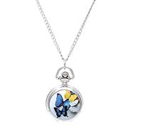 Ntcpefy Femme Medaillon Pendentif Montre de Poche Collier Cadran Papillon [Montre]