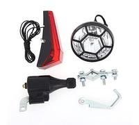 Ntcpefy LumièRe de VéLo Bicyclette Kit de Feux ArrièRe de Phare Dynamo de GéNéRateur de Friction de VéLo Motorisé 6V 3W Accessoires de VéLo noir & argent