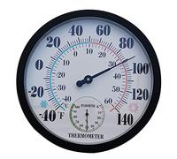 Ntcpefy Thermomètre intérieur et extérieur, jardin, mur, terrasse, grand nombre, diamètre : 25,4 cm (noir)