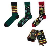 Ntelioglou Chaussettes à motifs pour homme avec boîte cadeau | 3 pièces à motifs et multicolores chaussettes amusantes en coton pour garçon | Chaussettes pour homme taille 41-46, Jamaïque, 41-46