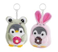 NTEVXZ 2 pcs Petits Animaux en Peluche Pingouin avec Porte-Clés, Animaux en Peluche Pingouin,Peluche Pingouin Porte-clés, Porte-clés Dessin Animé Pingouin Pingouin Mignon