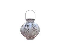 NTf100 Lampes solaires à suspendre en métal à DEL décoratives avec ombre coulée pour terrasse, jardin, cour, table (blanc, 9,8 x 6 x 6,7 cm)