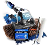 NTG Brosse de Lavage télescopique 1,68-7 m Tête de Brosse 3 en 1 avec Poils Extra Souples +Tissu Microfibre & raclette avec Prise d'eau + Distributeur de Savon pour fenêtres, Solaire