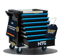 NTG Chariot à outils 7 tiroirs avec 290 pièces d’outil - Servante d’atelier avec verrouillage central, verrouillable, mobile sur roulettes - Coffre à outils professionnel sur roues pour atelier et
