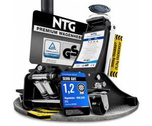 NTG Cric hydraulique PRO 3T - 75-505 mm - Extra plat | Course rapide à double piston avec barre de pompe en deux parties, poignée antidérapante et coussinet en caoutchouc rembourré