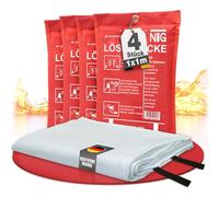NTG Lot de 4 couvertures ignifuges - 1 x 1 m - Certifié DIN EN 1869:2019 | Pour la cuisine et la maison - Éteint tous les types de feu, y compris les brûlures de graisse - Ne laisse pas de résidus