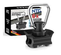 NTG Lot de 8 raccords de rail d'avion en plastique - Avec charge de rupture de 1000 kg en noir - Ferrure simple pour rails d'arrimage - Œillets pour sécuriser le chargement dans les remorques et les