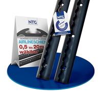 NTG Rails à profilé airline en aluminium de forme semi-ronde, 0,5-20 m, certifiés TÜV, sécurité de charge pour camions et camping-cars, barre d'arrimage, percé et noir anodisé, 0,5/1/2 m (4 m (2 x 2