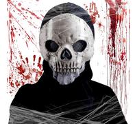 NTGFU Crâne Masque Fantôme Squelette d'Halloween Masque, tête de Mort Masque Effrayant 3D Masque Zombie-Costume de Squelette pour Homme, Costume d'Halloween pour Homme, pour Halloween Cosplay Fête