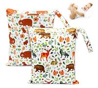 NTGRTY 2 Pcs Sacs à Couches Lavables, Étanches avec Bonne Résistance à l'Eau pour Bébé, Piscine, Garderie, Plage (Faune)