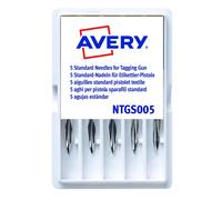 Avery - Pack de 5 aiguilles standards pour pistolet textile Avery - Couteau intégré