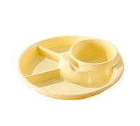 NTHFECG Assiettes plates, en plastique, en 3 parties, contrôle des portions, passent au lave-vaisselle, pour la maison, les enfants et les adultes, jaune