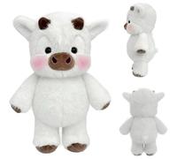 NTHFECG Cow Soft Plush Toy, Soft Animal Pillow, Adorable Fur Running Cow Plush Animal for Stress Relief, Boar Plush Toy 45cm for Home Decoration Adorable p-oupee, for Sofa Bed Room Decor (Blanc)