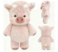 NTHFECG Cow Soft Plush Toy, Soft Animal Pillow, Adorable Fur Running Cow Plush Animal for Stress Relief, Boar Plush Toy 45cm for Home Decoration Adorable p-oupee, for Sofa Bed Room Decor (Rose)