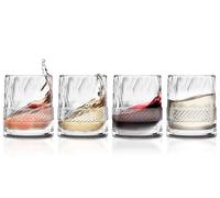 NTIGNIS® Coffret 4 Verres à Whisky 350 ml - Verres Épais, Sans Plomb, Motif Découpé Élégant, Boîte-Cadeau Deluxe