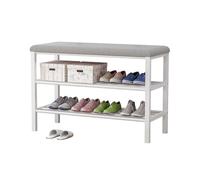 NTIYOU Étagères à Chaussures Banc à Chaussures à 3 Niveaux avec Coussin rembourré, Organisateur de Rangement for étagère à Chaussures Robuste for l'entrée Porte d'entrée(Grey)