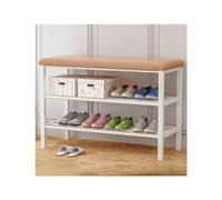 NTIYOU Étagères à Chaussures Banc à Chaussures à 3 Niveaux avec Coussin rembourré, Organisateur de Rangement for étagère à Chaussures Robuste for l'entrée Porte d'entrée(Brown)