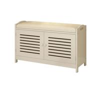 NTIYOU Étagères à Chaussures Étagère à Chaussures à 2 Niveaux, Banc de Rangement de Chaussures, armoires de Garde-Manger avec Porte, for entrée, Salon Porte d'entrée(Warm White,80cm)