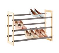 NTIYOU Étagères à Chaussures Étagère à Chaussures rétractable à 3 Niveaux, étagère à Chaussures multifonctionnelle, Organisateur de Rangement for l'entrée Porte d'entrée(Wood Color)