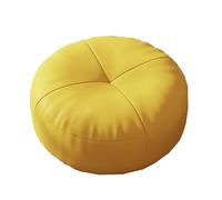 NTIYOU Petit repose-pieds rond en cuir avec coussin futon pour entrée et changement de chaussures - Tabouret bas pour salon créatif (jaune)