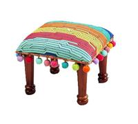 NTIYOU Repose-pieds carrés en bois massif pour canapé, chaise, porche, chaussures à langer, tabouret de style ethnique, tabouret bas créatif