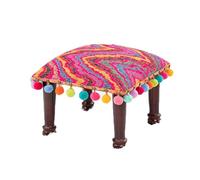 NTIYOU Repose-pieds carrés en bois massif pour canapé, chaise, porche, chaussures à langer, tabouret de style ethnique, tabouret bas créatif