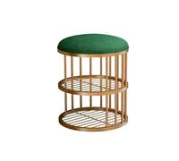 NTIYOU Repose-pieds de luxe avec étagère à chaussures en métal pour le salon, tabouret créatif (vert + or)