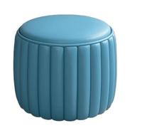 NTIYOU Repose-pieds en cuir simple pour porche, petit tabouret rond pour canapé, chambre à coucher, salon, tabouret créatif (bleu clair)