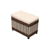 NTIYOU Repose-pieds rectangulaire en bois tissé avec boîte de rangement pour chambre à coucher, salon (café)