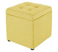 NTIYOU Tabouret Banc carré en Bois, Support Polyvalent, Repose-Pieds rembourré, Pouf, Housse en Tissu, Rangement, Housse en Lin Amovible Salon