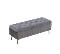 NTIYOU Tabouret long en velours léger avec banc de rangement multifonctionnel pour chambre à coucher, tabouret créatif pour salon (gris clair)