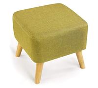 NTIYOU Tabouret Support carré en Bois, Repose-Pieds rembourré, Chaise Pouf, Housse en Tissu, Planches de Lin Amovibles, Petits tabourets Bas en Tissu Salon(Grass Green)