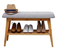 NTIYOU Tabouret Support carré en Bois, Repose-Pieds rembourré, Chaise Pouf, Housse en Tissu, Planches de Couverture en Lin Amovibles, Petits tabourets Bas en Tissu Salon