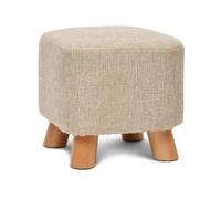 NTIYOU Tabouret Support carré en Bois, Repose-Pieds rembourré, Pouf, Chaise, Housse en Tissu, 4 Pieds, Housse en Lin Amovible (Vert) Salon(Beige)