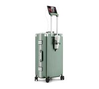 NTIYOU Valise Valise en Aluminium Port de Chargement USB Bagage à Main léger Bagage de Grande capacité Valise de Voyage d'affaires Équipement de Voyage(Dark Green,26inch)