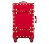 NTIYOU Valise Valise en Cuir Grand Bagage Extensible avec roulettes Spinner Bagage à Main léger valises de Voyage rigides Équipement de Voyage(Red,20 inches)