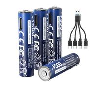 NTONPOWER Piles Lithium AAA 1,5 V 500 mWh, Rechargeables USB-C avec câble, Lot de 4, pour Lampe Torche