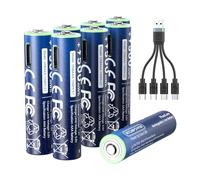NTONPOWER Piles Lithium AAA 1,5 V 500 mWh, Rechargeables USB-C avec câble, Lot de 8, pour Lampe Torche, Jouets et télécommande
