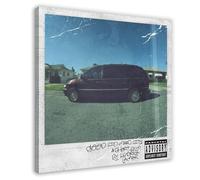 NTRECS Kendrick Lamar Poster Good Kid Maad City Tracklist - Poster sur toile - Décoration pour chambre à coucher, bureau, chambre, cadeau, style paysage, 50 x 50 cm